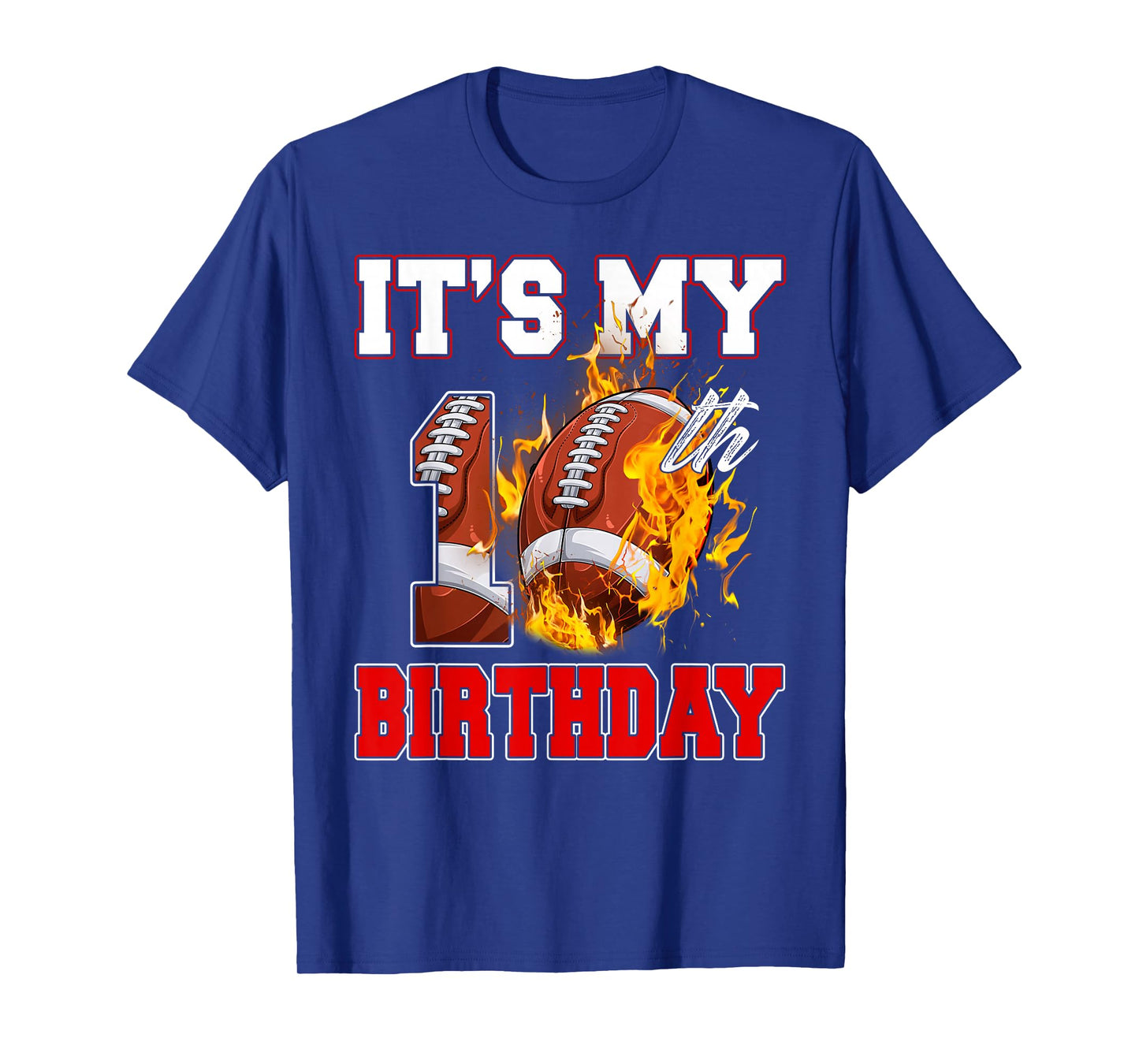 Funny It's My 10th Birthday 10 Years Old Football Ball Boys T-Shirt