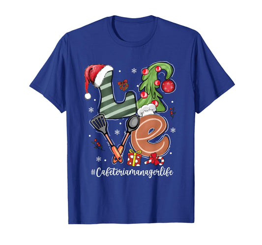 LOVE Spatula Santa Hat Cafeteria Manager Life Christmas T-Shirt