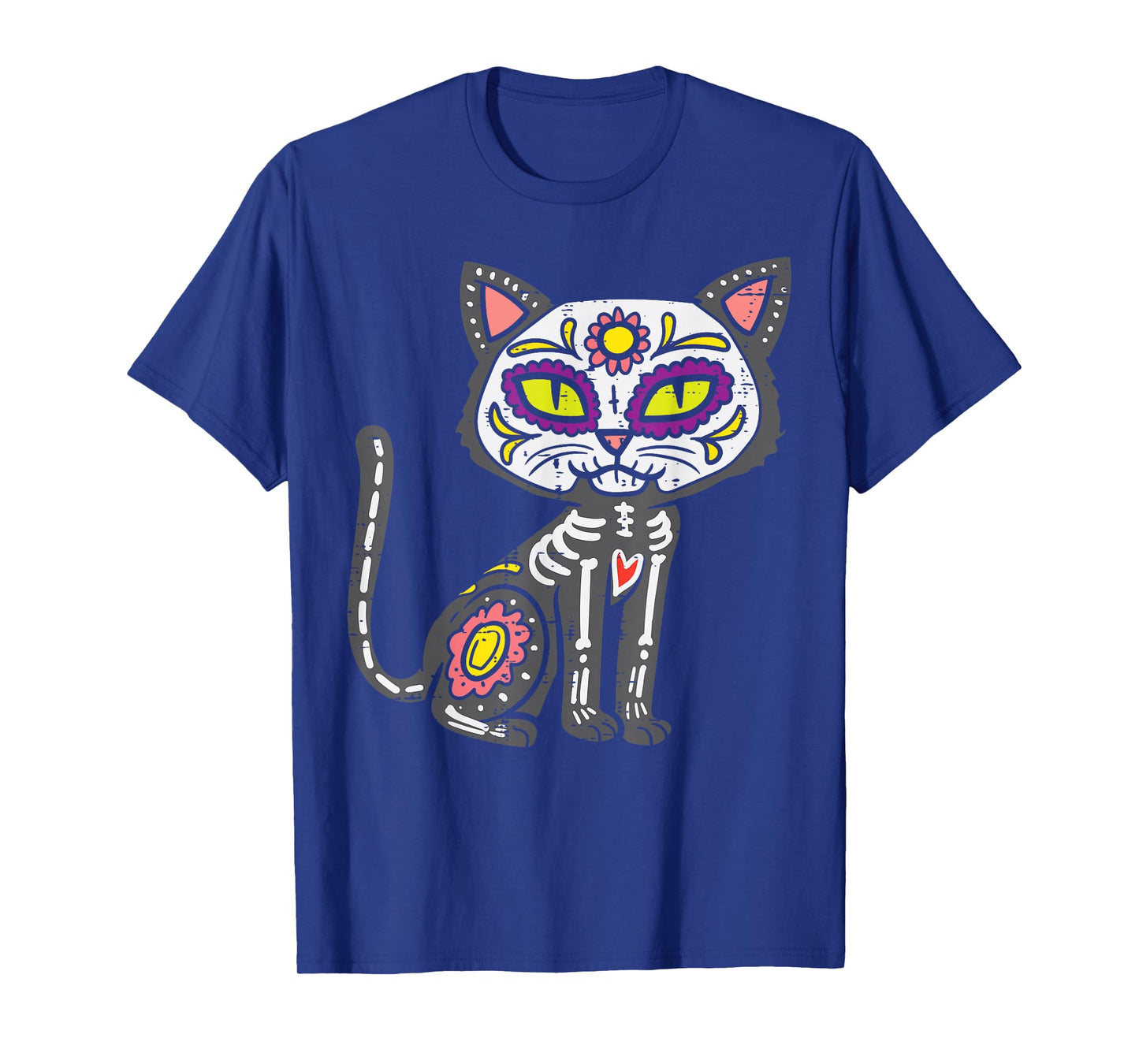 Sugar Skull Cat Dia De Muertos Day Of Dead Halloween Mexican T-Shirt