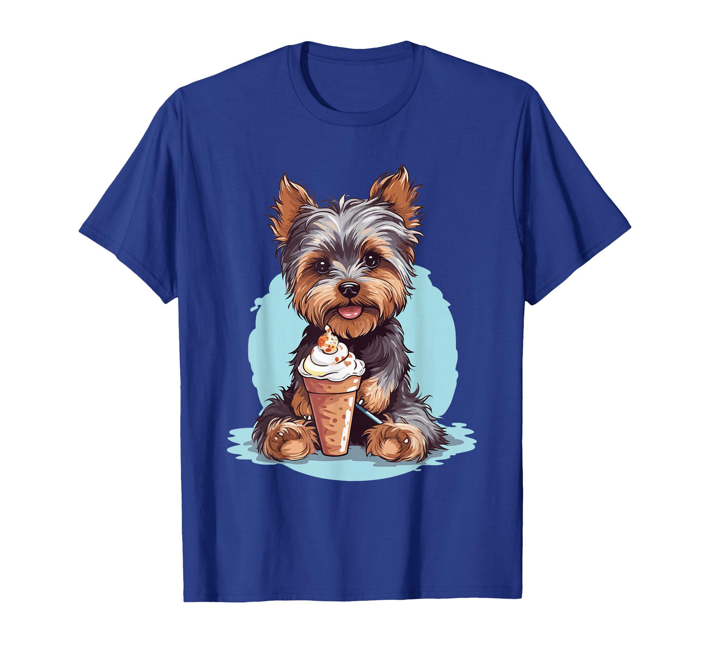 Yorkie Dog Anime Eating Ice Cream Summer Cute T-Shirt
