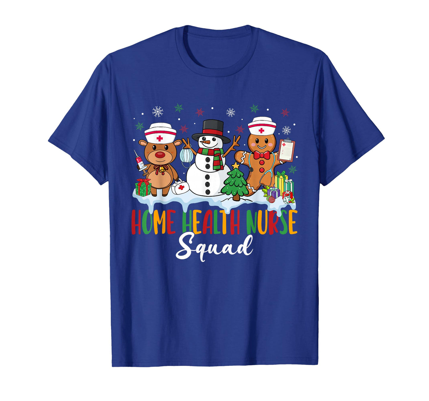 Home Health Nurse Squad Reindeer Gingerbread Christmas T-Shirt
