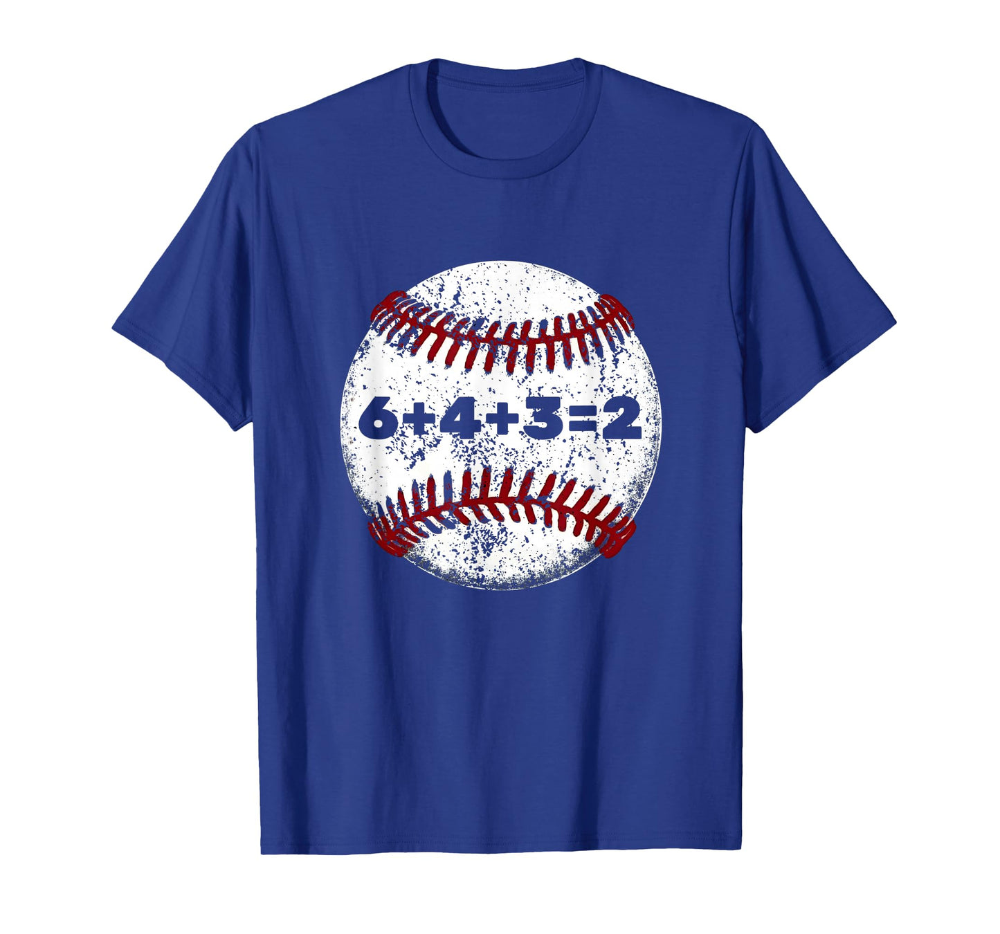 White Baseball red Stitches Sport Graphic Funny 6+4+3=2 T-Shirt