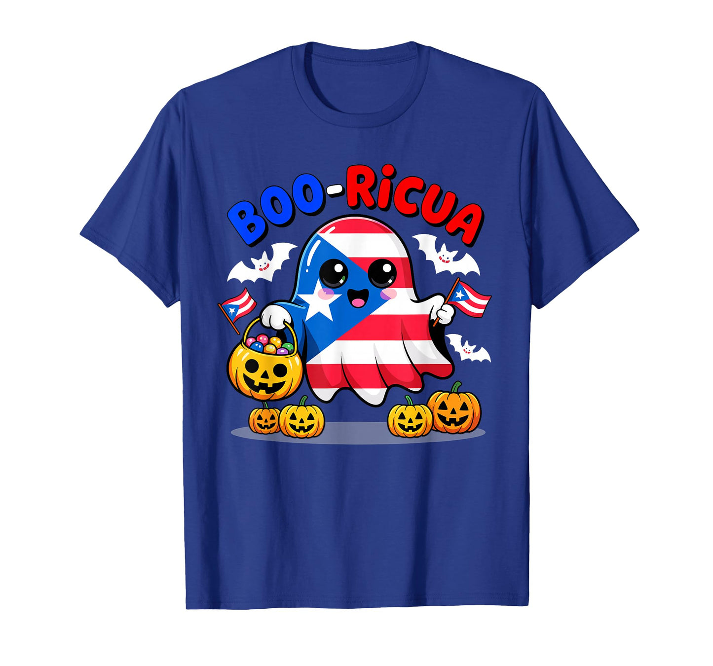 Boo Ricua Puerto Rico Flag Funny Ghost Halloween Costume T-Shirt
