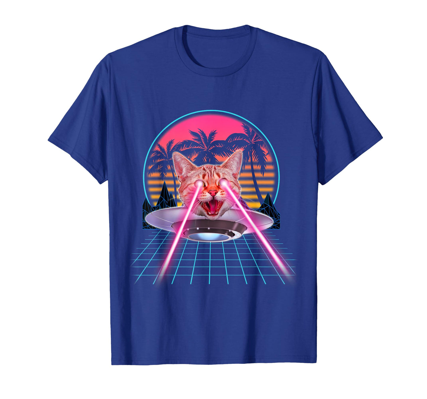 Laser Cat Eyes Kitten UFO Retro 80s Funny Cats Lovers T-Shirt