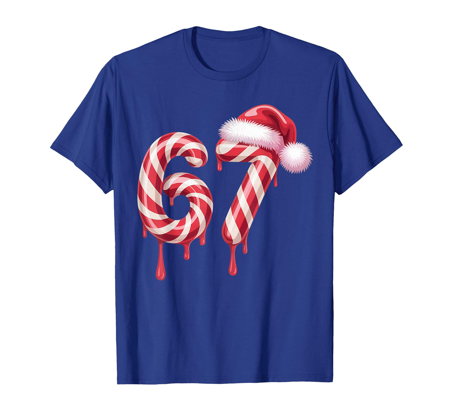 Melting Candy Cane 67 Christmas, Santa Hat Holiday T-Shirt