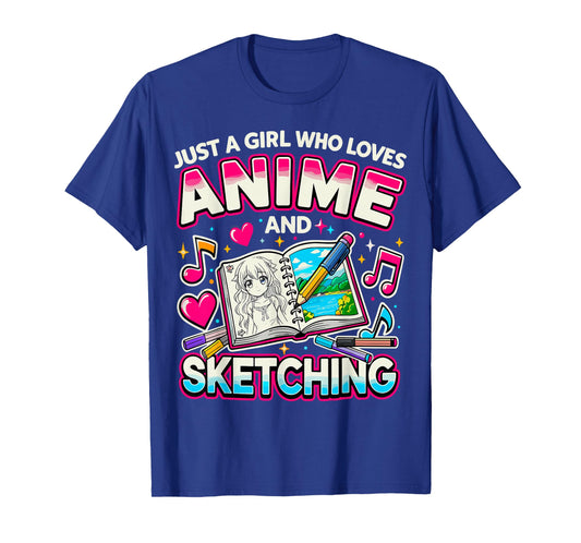 Manga Art Just a Girl Who Loves Anime and Sketching T-Shirt