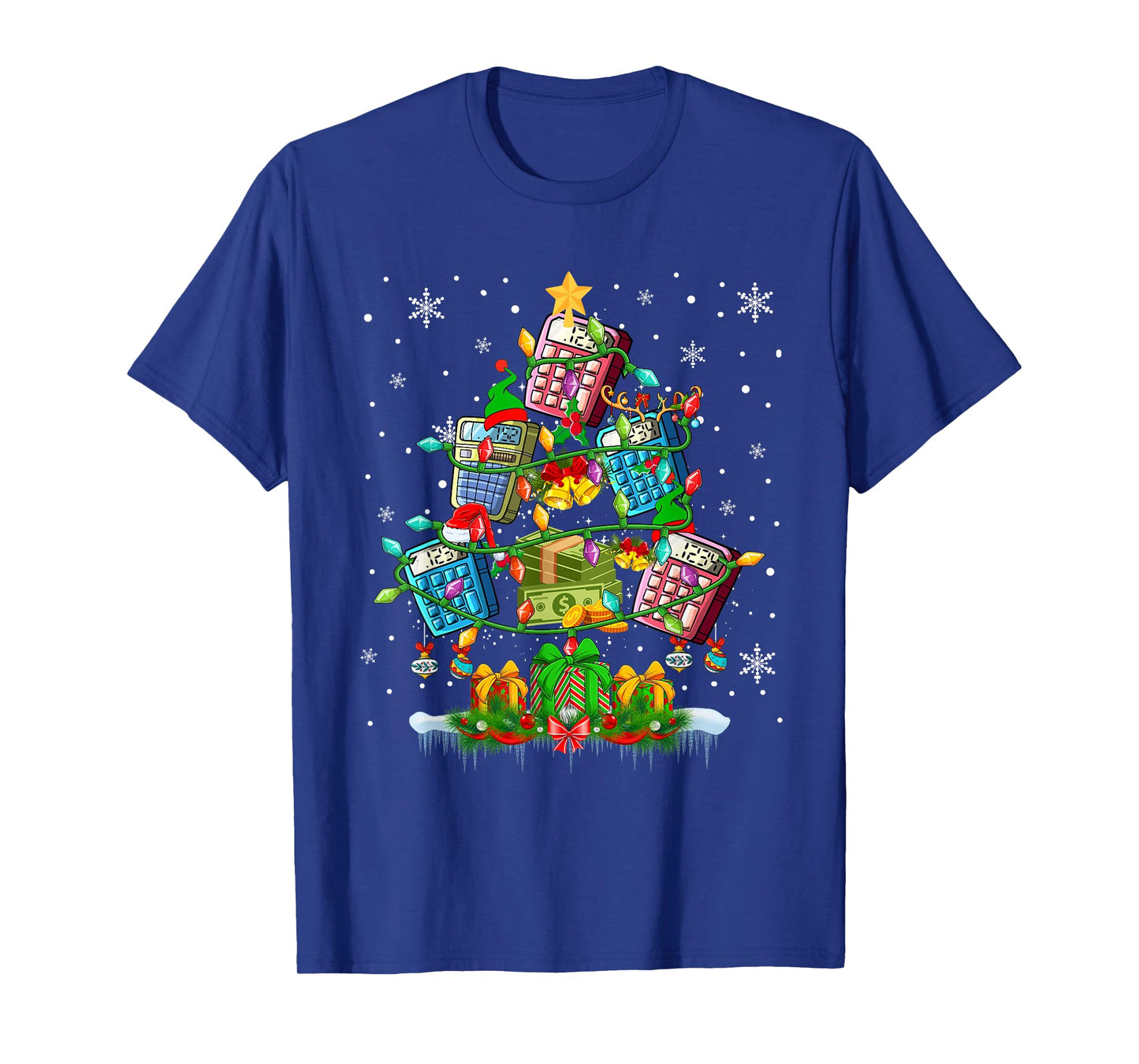 X-mas Tree Santa Reindeer Elf Calculators Accountant Lover T-Shirt