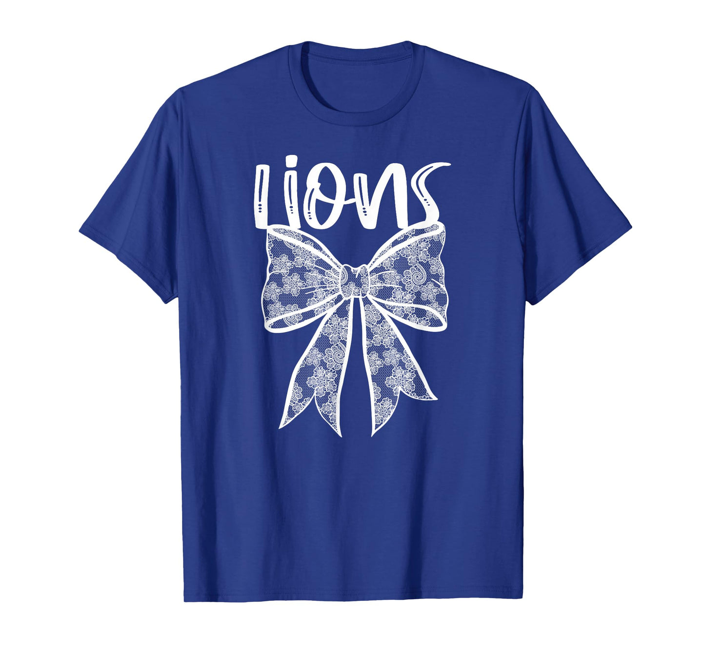 Lions Coquette Aesthetic Girly Team Mascot Lace Bow Preppy T-Shirt
