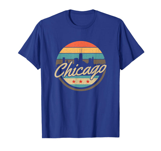 Chicago Flag Skyline Vintage Illinois USA Souvenir T-Shirt