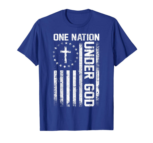 One Nation Under God Flag 4th of July Patriotic Christian T-Shirt