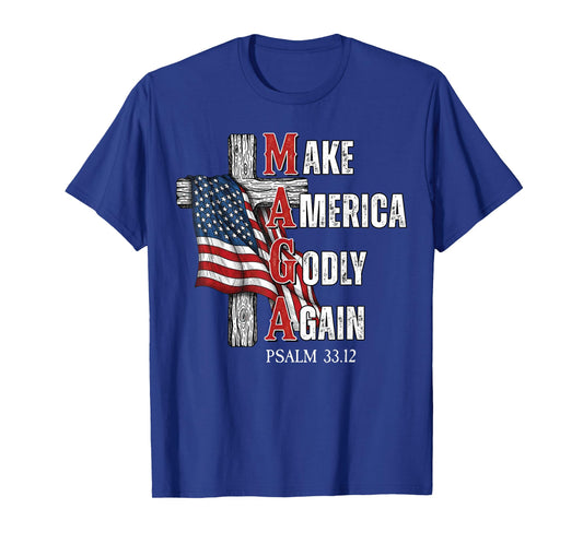 Jesus Make America Godly Again American Patriot Christian T-Shirt
