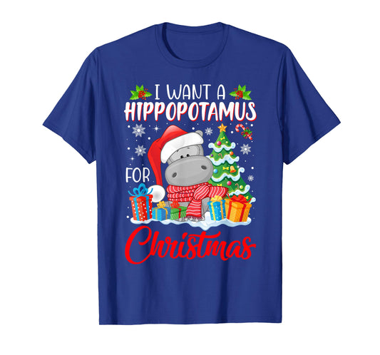 I Want A Hippopotamus For Christmas Xmas Hippo for Kid Women T-Shirt