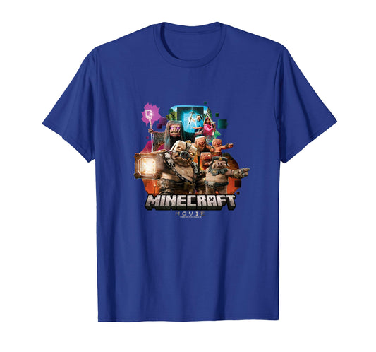 A Minecraft Movie Piglins VS Heroes Group Shot Poster T-Shirt