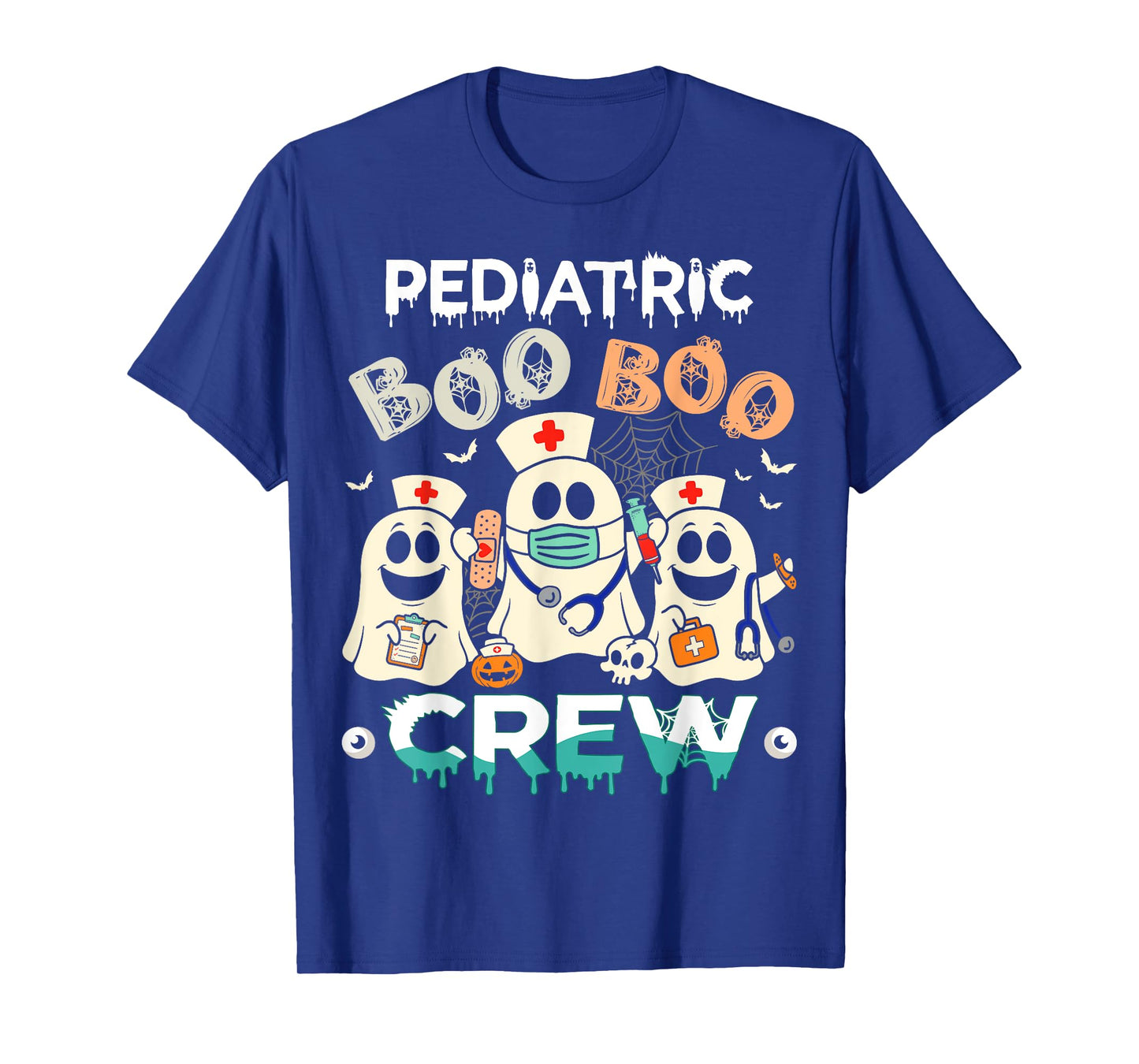 Halloween Nurse Peds Boo Crew Retro Pediatric Nurse Ghost T-Shirt