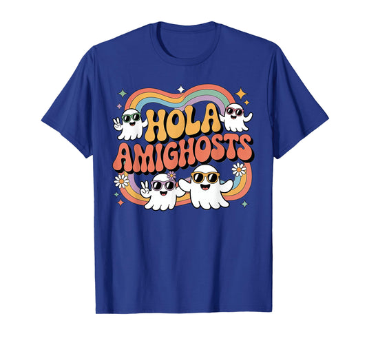 Hola Amighosts Ghost Funny Halloween Costume Spanish Groovy T-Shirt
