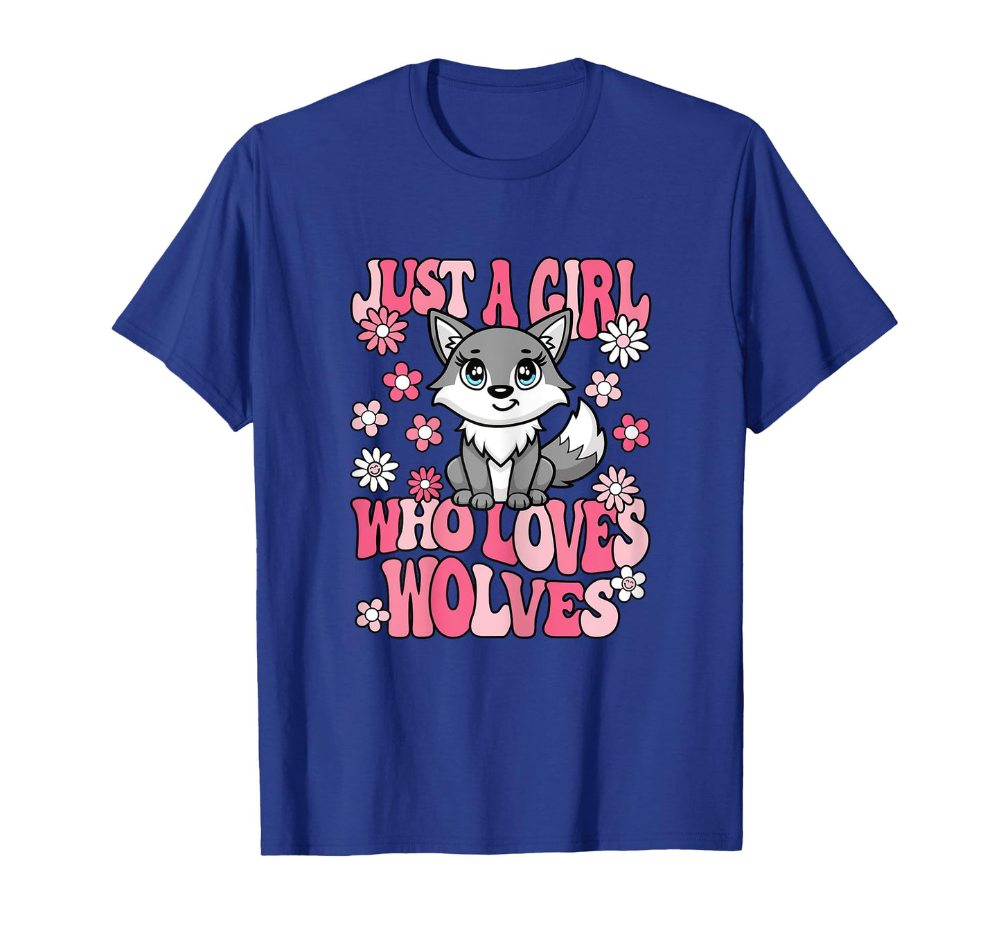 Just A Girl Who Loves Wolves Cute Wolf Lover Girls Kids T-Shirt