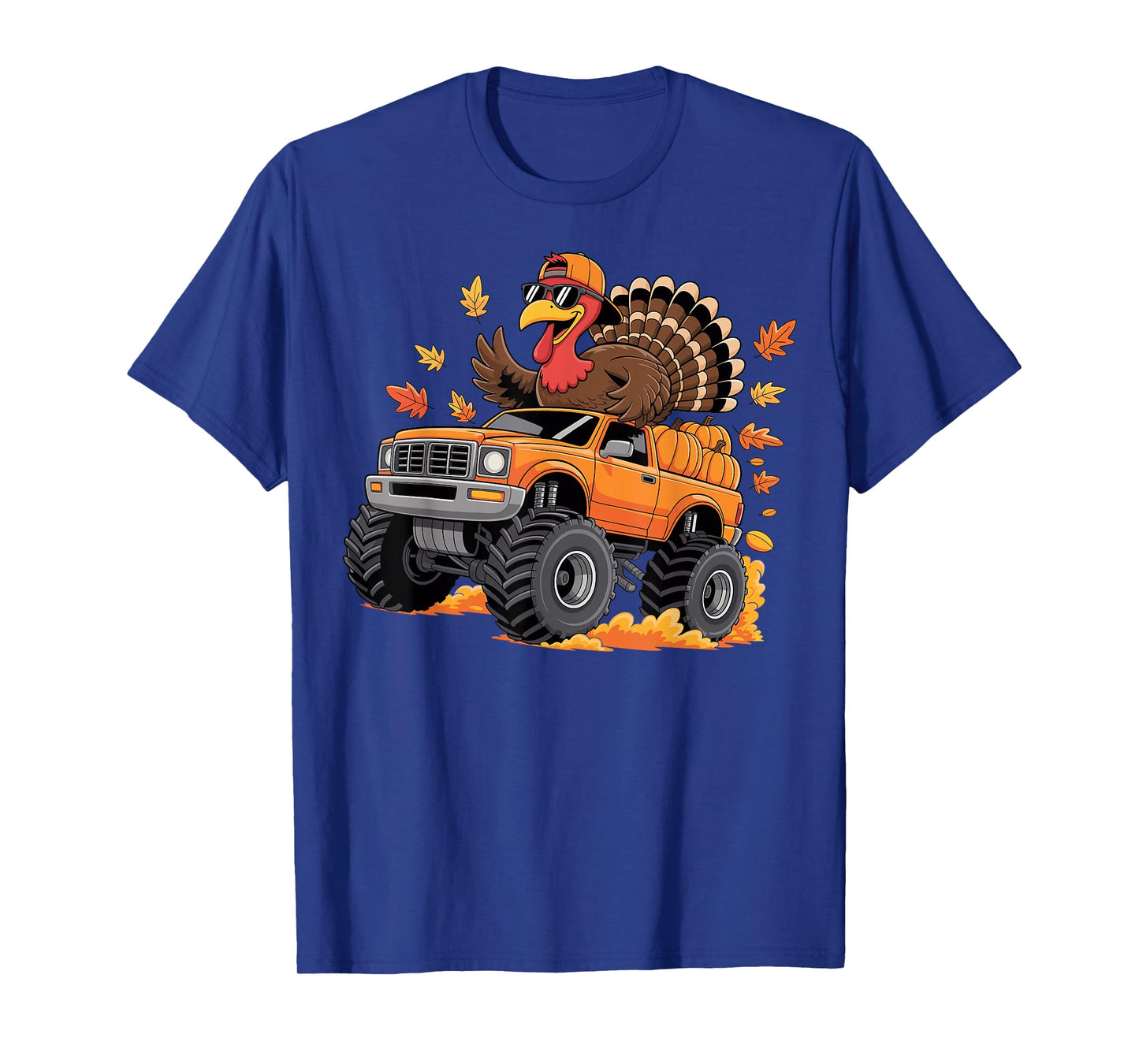 Thanksgiving Turkey Riding Monster Truck Boys Kids Youth T-Shirt