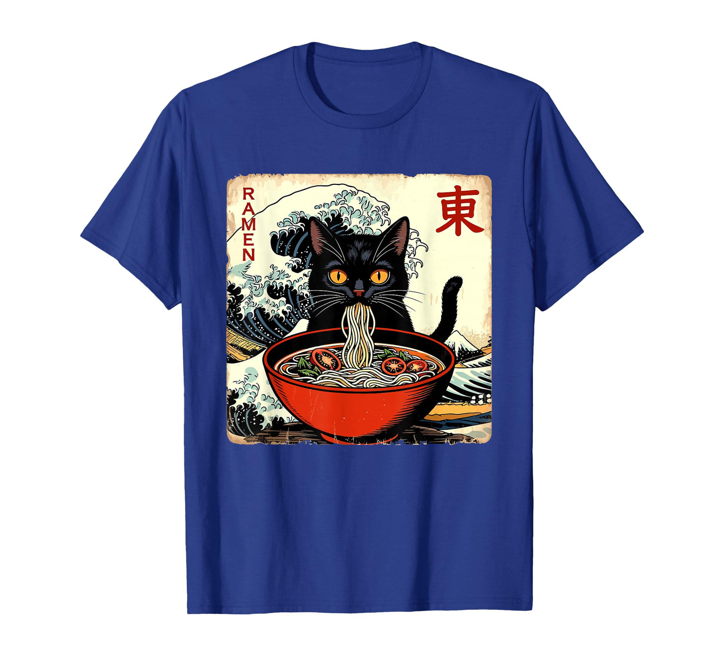 Anime Cat Ramen Japanese Funny Graphic Tees Kawaii Cat Anime T-Shirt