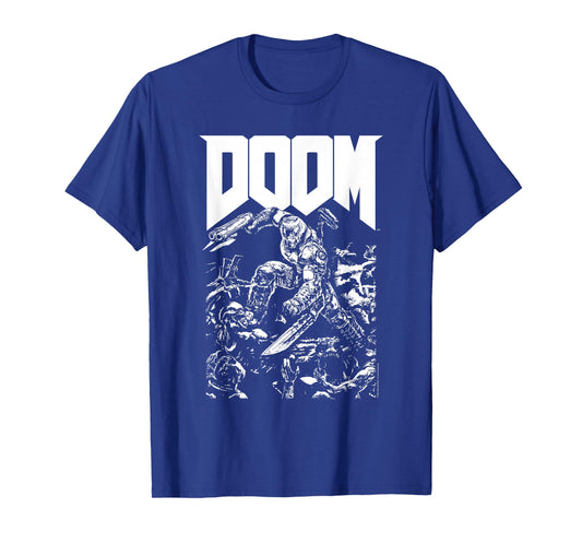 Doom Baron Pixelated Character with Logo Video Game T-Shirt