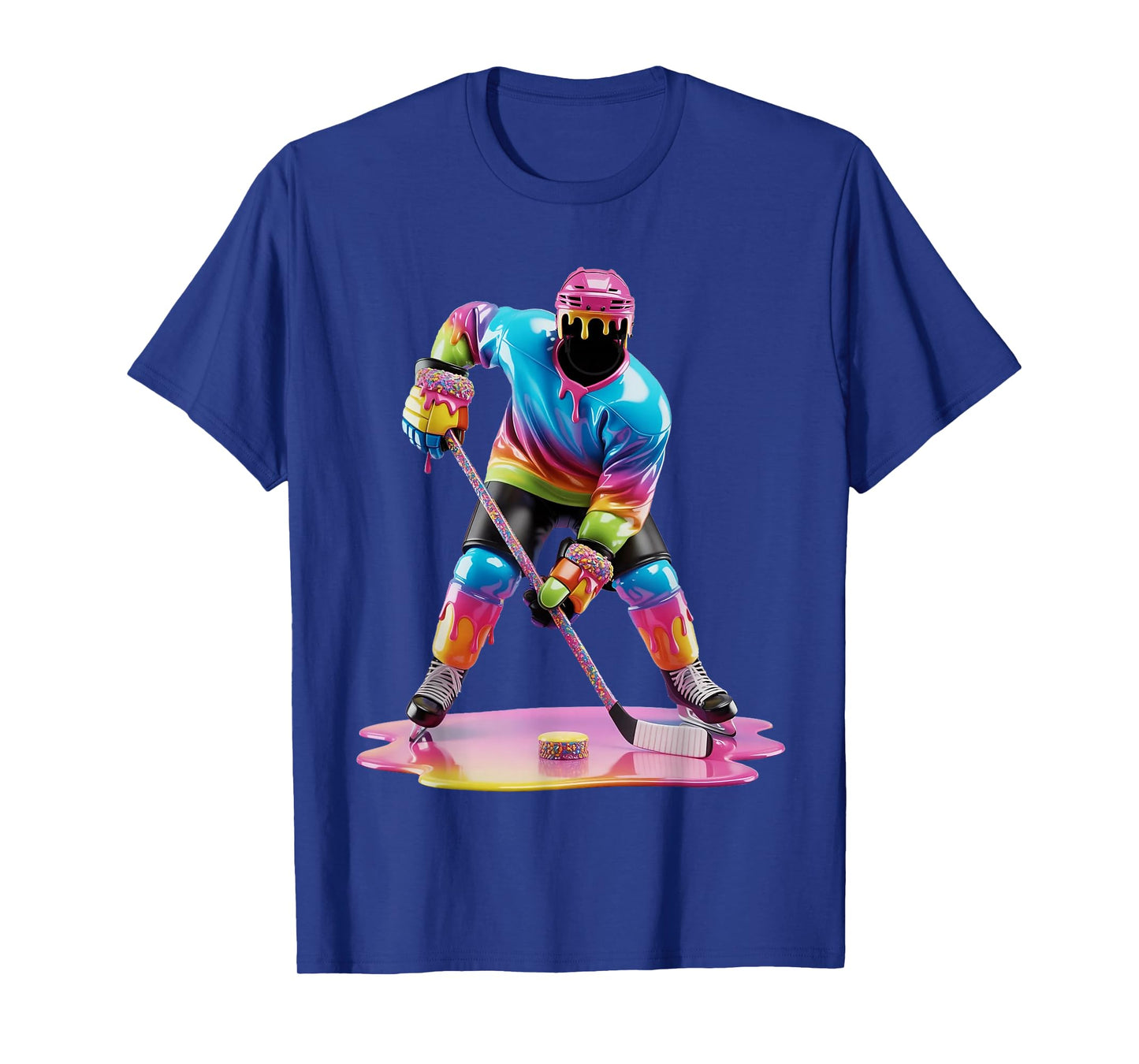 Tie Dye Hockey Drip Boys Youth Kid Ice Cream Dripping Hockey T-Shirt
