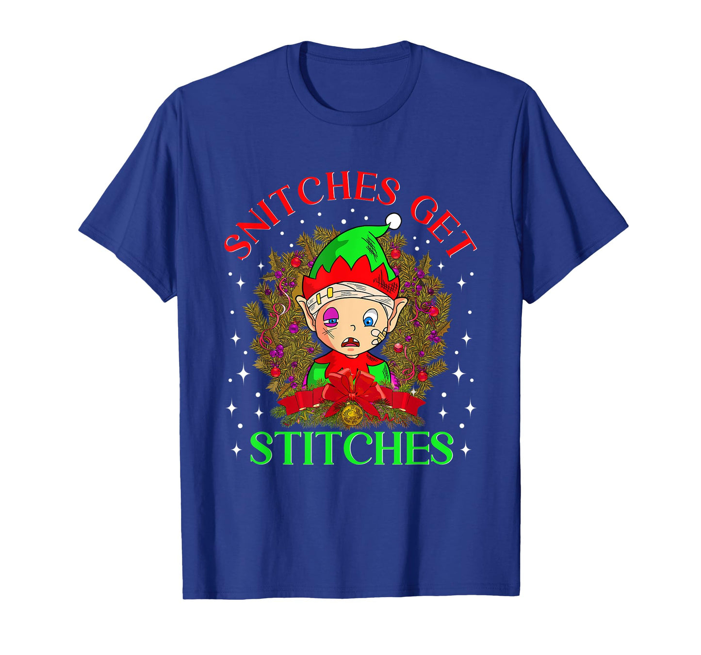 Stiches Get Licks Funny Elf Christmas T-Shirt