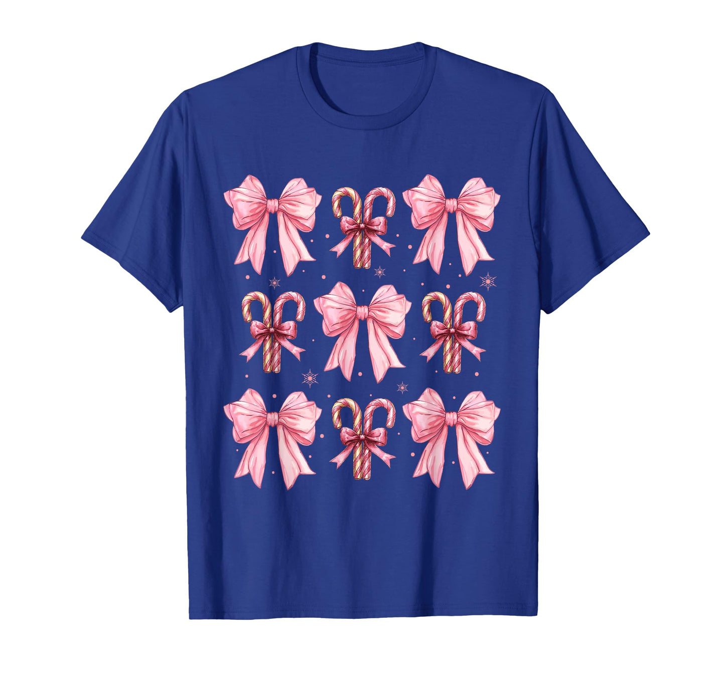 Coquette Bow Candy Canes Christmas Women Girls Teen Pink Bow T-Shirt