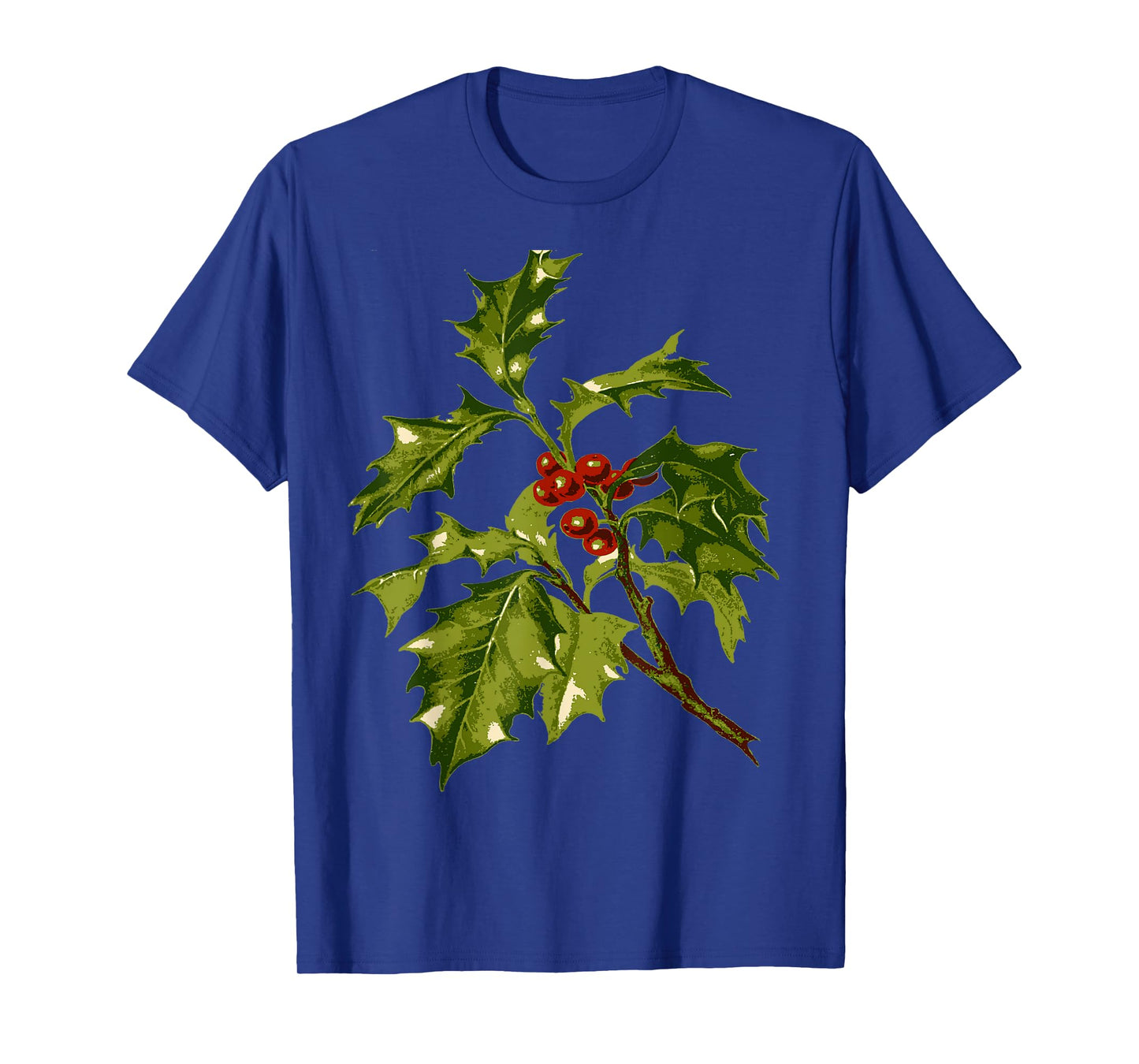 Holly Christmas Red Berry Botanical Art T-Shirt