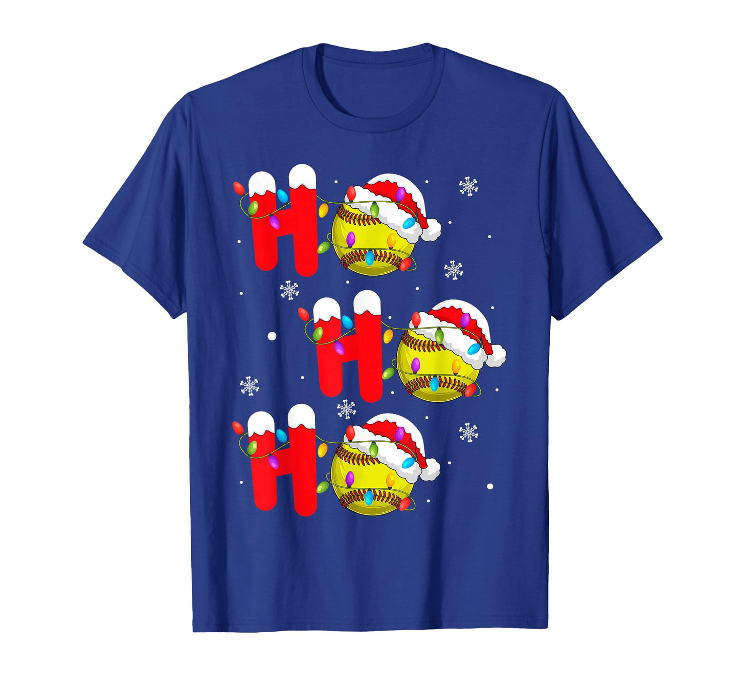 Softball Christmas Ho Ho Ho Santa Sports Player Funny Xmas T-Shirt