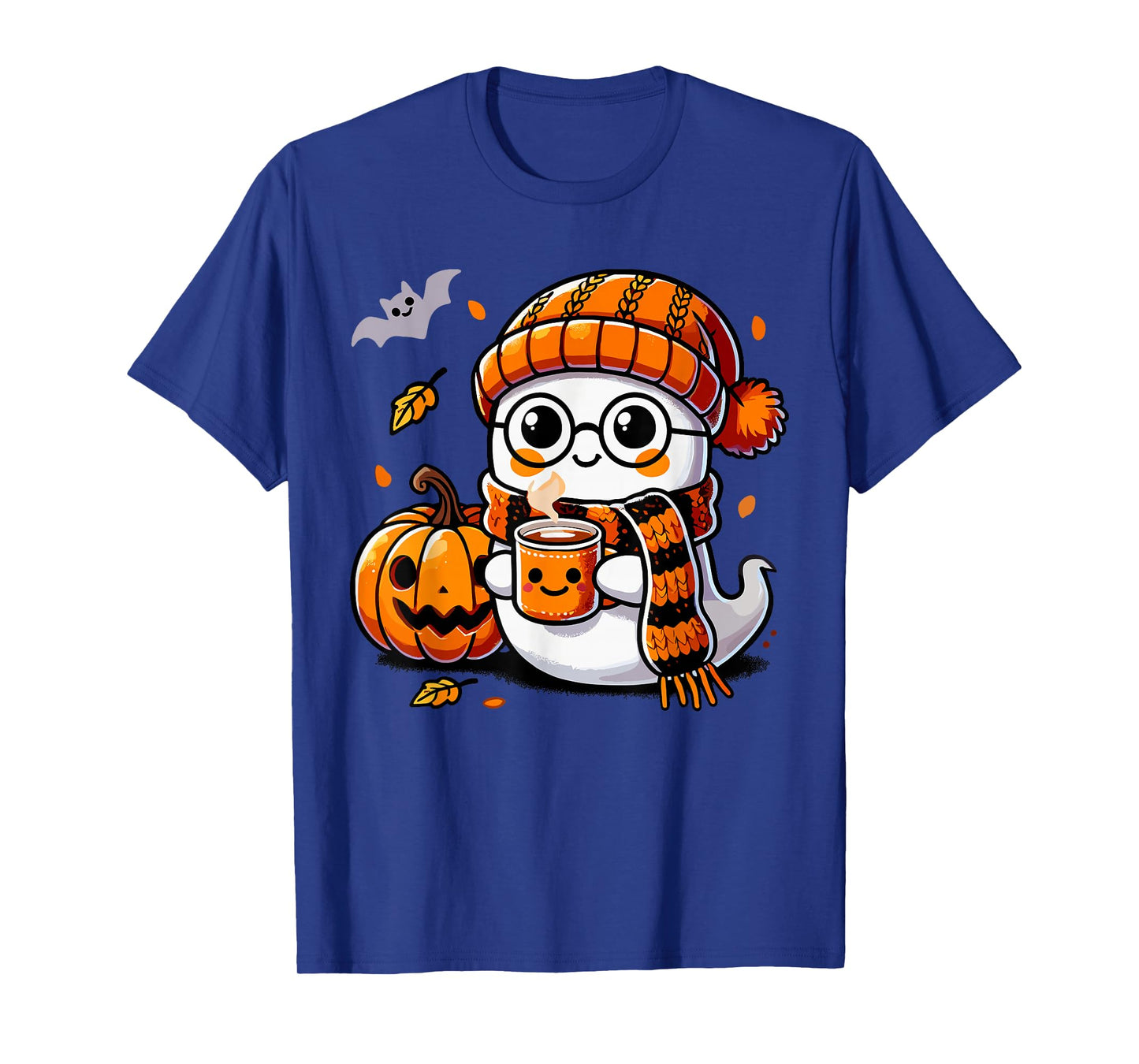 Ghost Drinking Coffee & Tea, Cute Halloween Kawaii For Women T-Shirt