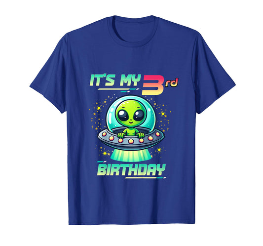 Kids It's My 3rd Birthday Alien Theme UFO Space T-Shirt