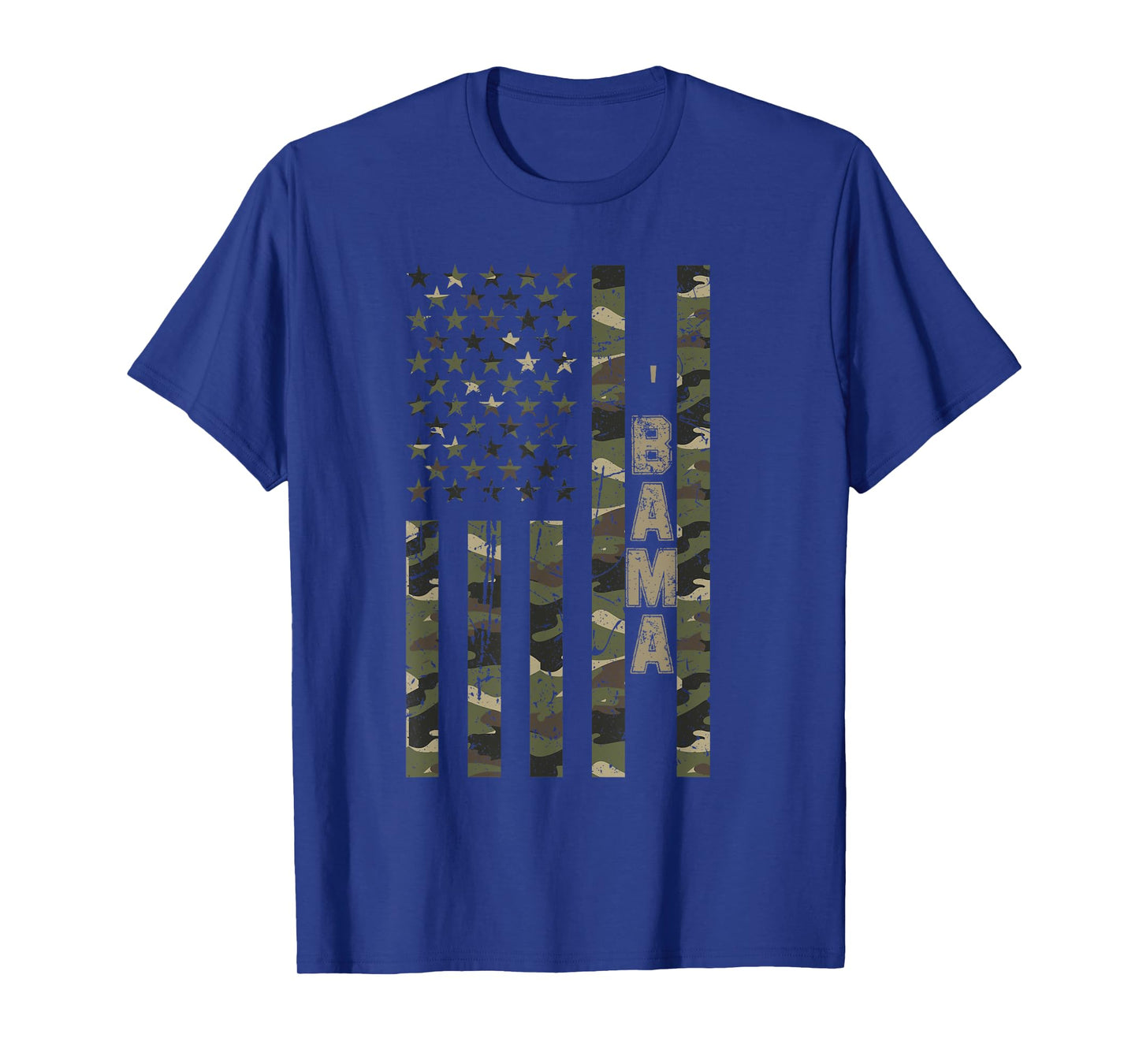 'Bama United States Alabama Distressed Camo w US Flag T-Shirt