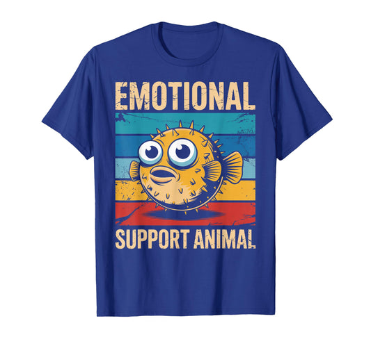 Emotional Support Animal Fishing Fish Vintage Pufferfish T-Shirt