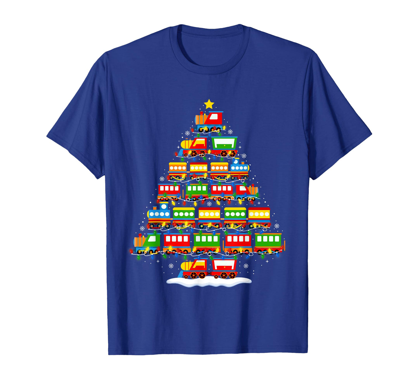Train Christmas Tree Lights Boys Kids Funny Xmas Pajamas T-Shirt
