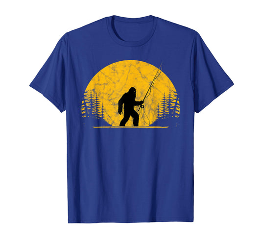 Sasquatch Fly Fishing Vintage Trout Fisherman Funny T-Shirt
