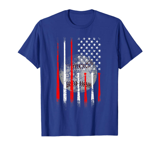 Baseball USA Flag American Flag Vintage T-Shirt