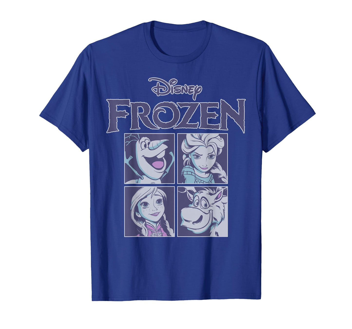 Disney Frozen Blue Hue Character Portrait Grid Panels T-Shirt Small