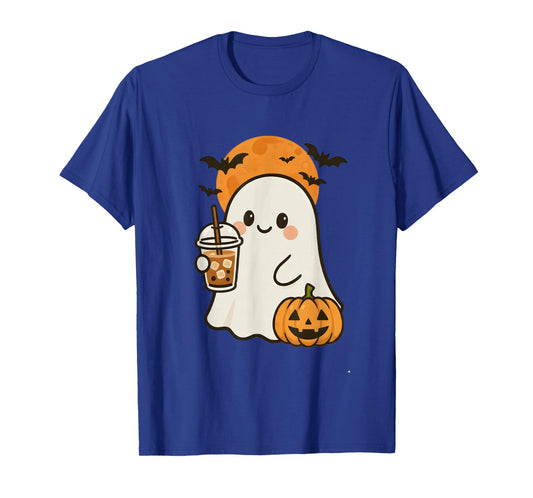 Cute Ghost Iced Coffee and Pumpkin for Halloween Costume T-Shirt