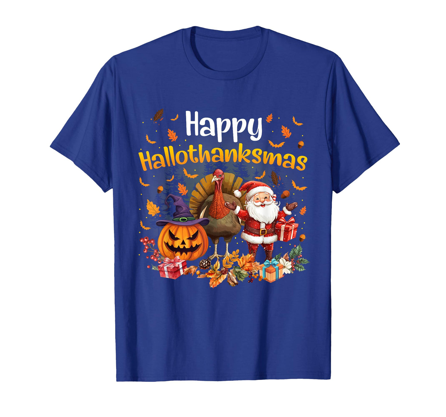Happy HalloThanksMas Shirt Funny Halloween Thanksgiving Xmas T-Shirt