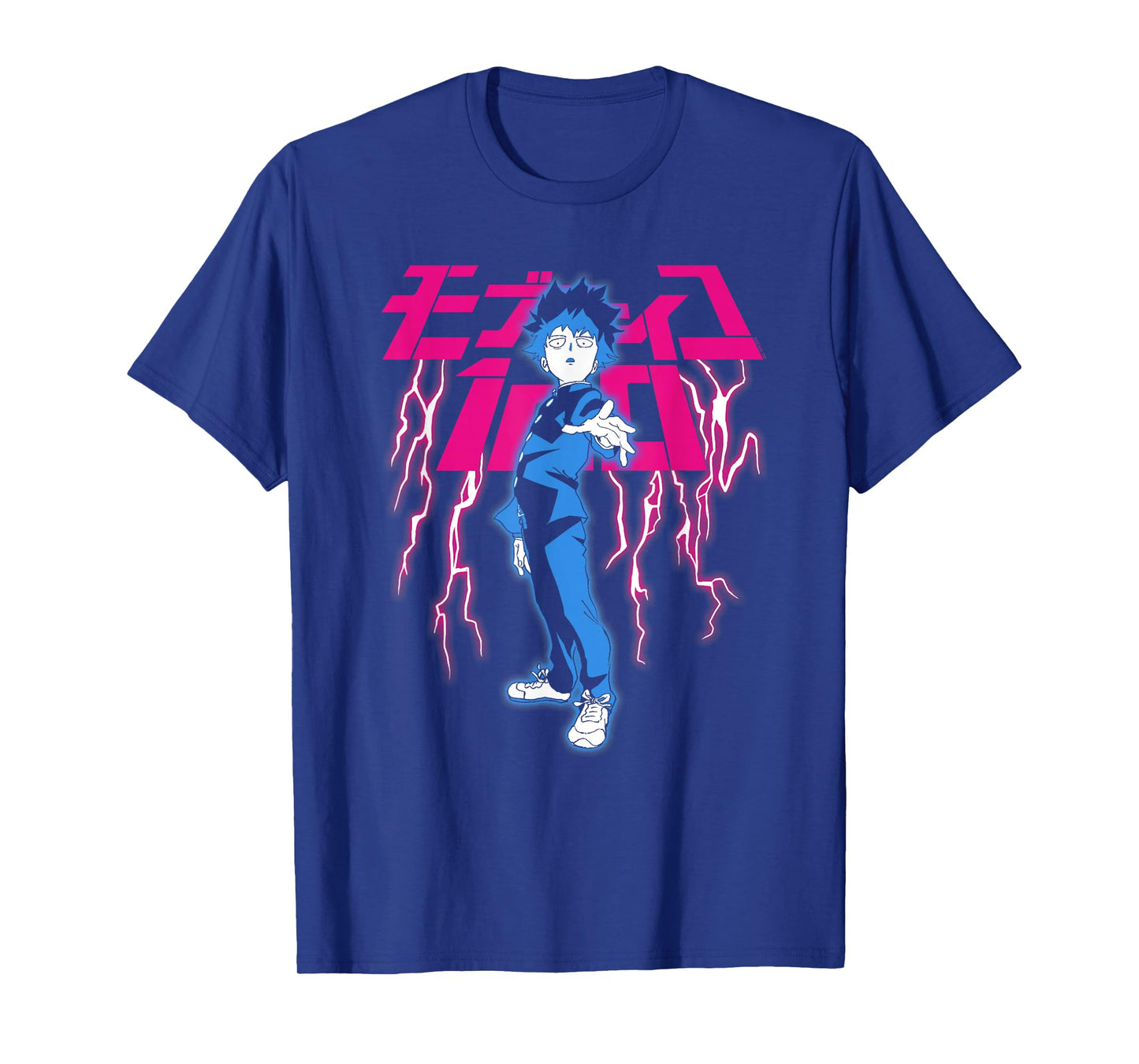 Mob Psycho 100 Shigeo with Pink Lightning and Kanji Anime T-Shirt