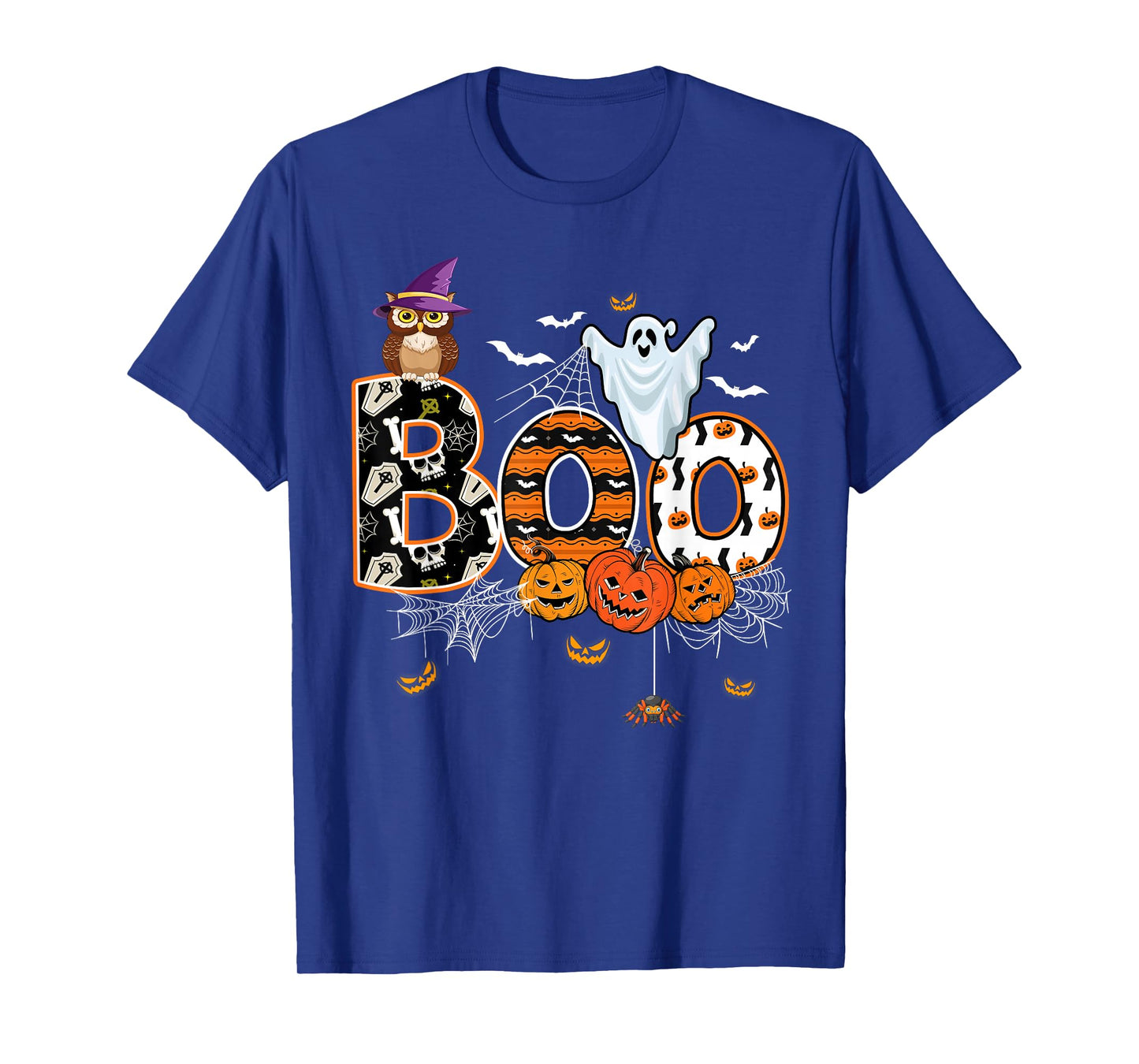 Boo Creepy Owl Pumpkin Ghost Funny Halloween Costume T-Shirt