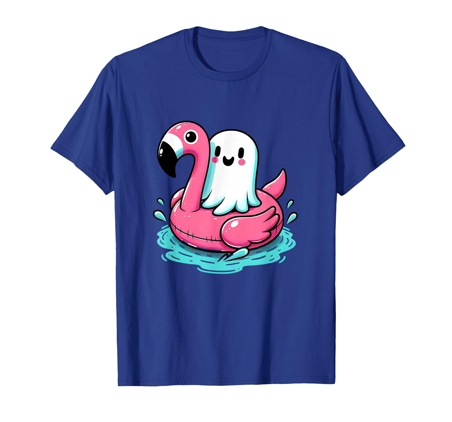 spooky flamingo ghost Pool Funny Spooky Summer Summerween T-Shirt