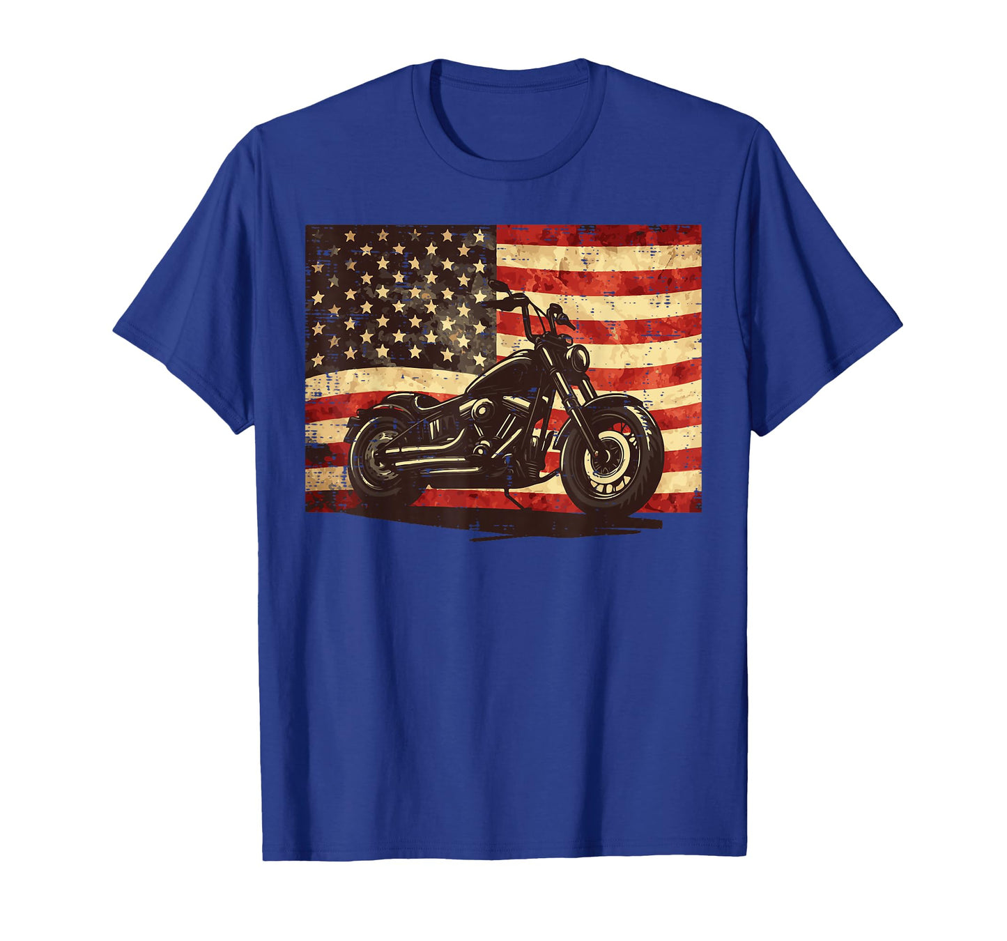 Motorcycle US Flag Vintage Patriot Biker Men Boys Kids Women T-Shirt
