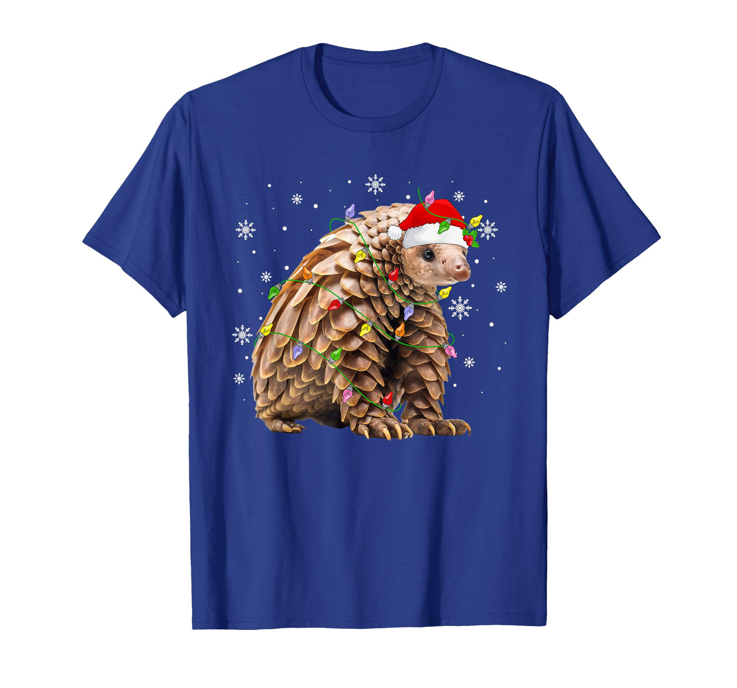 Pangolin Christmas Lights Funny Santa Hat Animal Lover Xmas T-Shirt