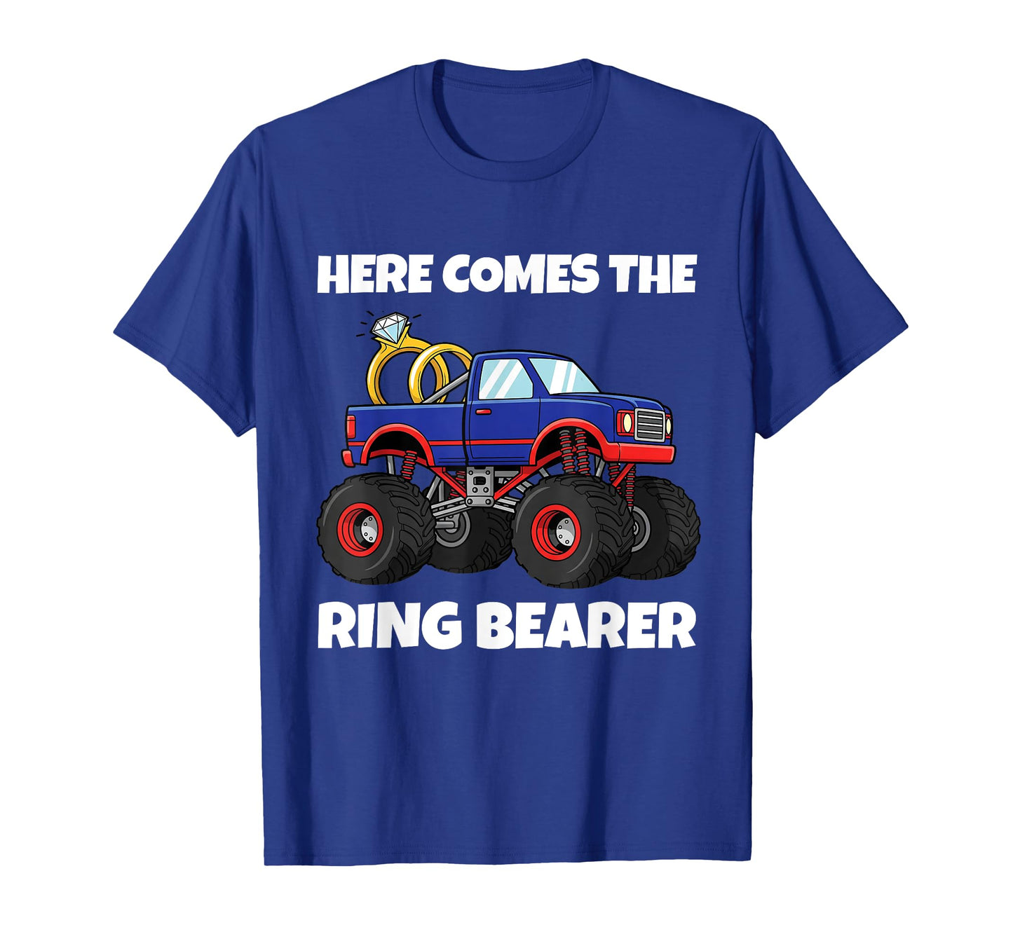 Here Comes the Rings Bearer Funny Monster Truck Wedding T-Shirt