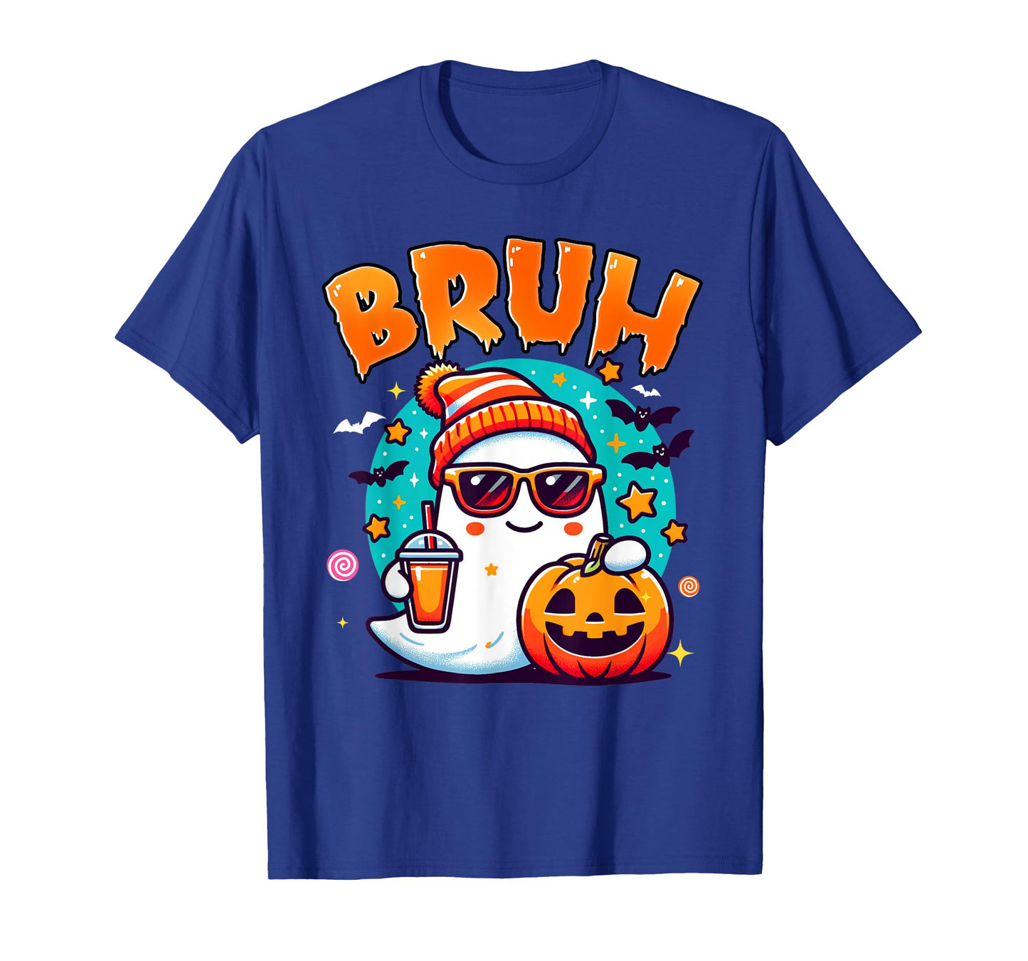 Bruh Ghost Halloween Cute Ghost Trick Or Treat Candy Kids T-Shirt