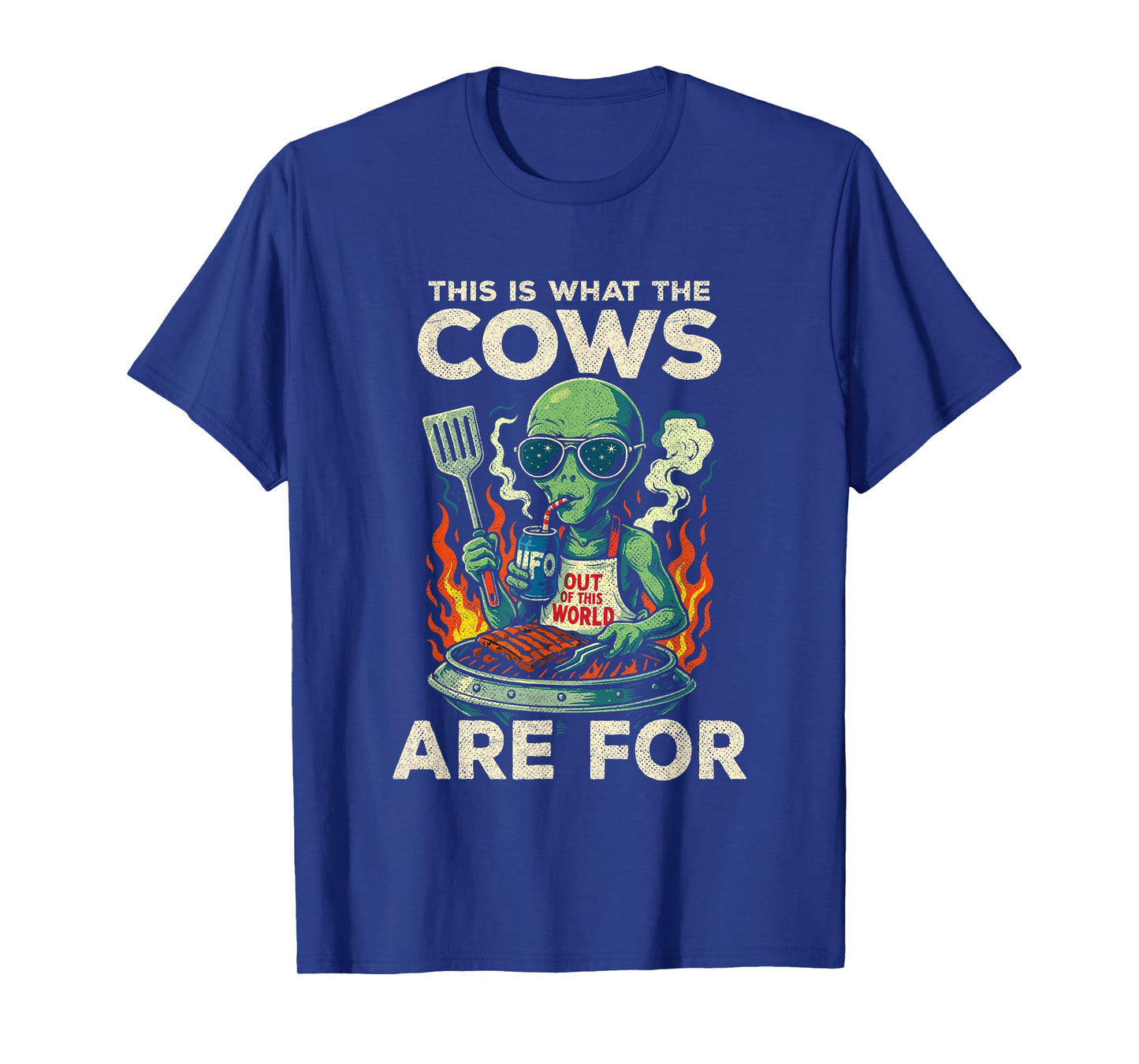 UFO Spaceship BBQ Grill – Alien Cow Abduction – Funny Alien T-Shirt