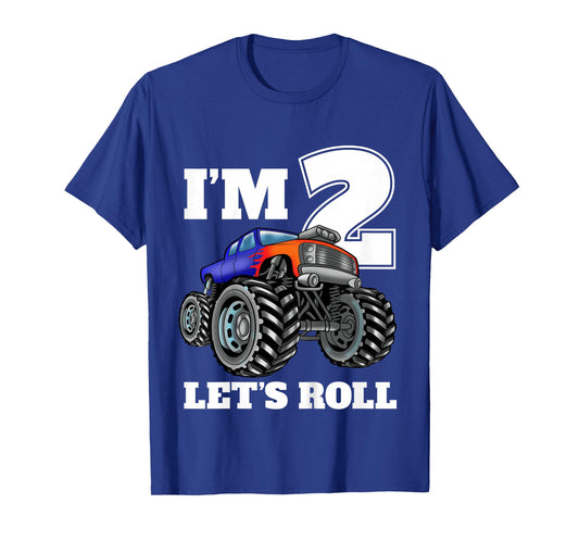 Kids Monster Truck 2nd Birthday Boy 2 Two Year Old T-Shirt