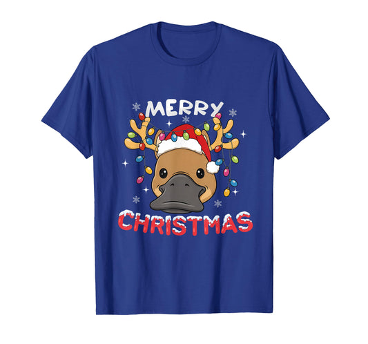 Merry Christmas Platypus Reindeer Xmas Family Men Women T-Shirt