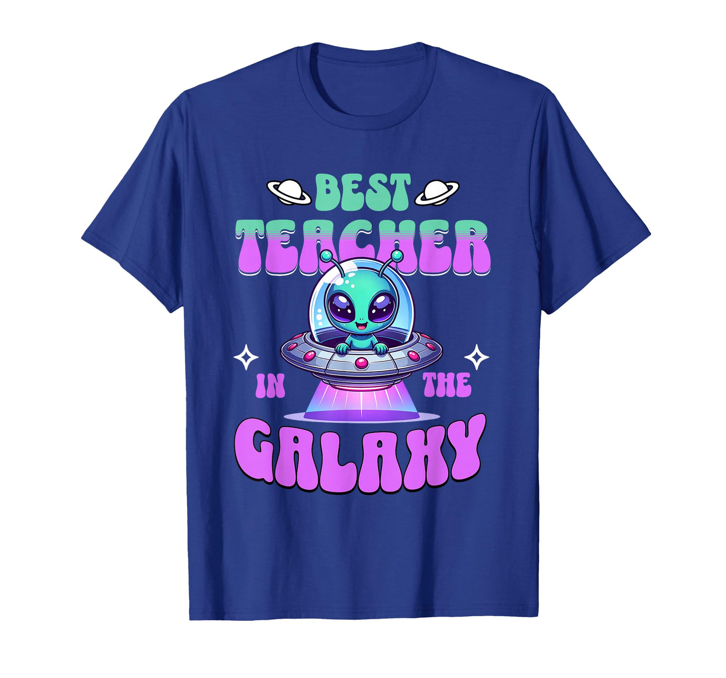 Best Teacher in the Galaxy Cute Alien UFO Graphic T-Shirt