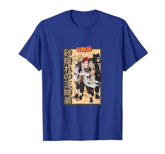 Naruto Classic Gaara Temari & Kankuro Kanji T-Shirt